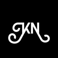 création de logo de lettre kn sur fond noir. concept de logo de lettre initiales créatives kn. conception de lettre kn. conception de lettre blanche kn sur fond noir. kn, kn logo vecteur