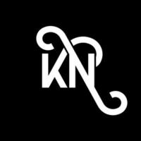 création de logo de lettre kn sur fond noir. concept de logo de lettre initiales créatives kn. conception de lettre kn. conception de lettre blanche kn sur fond noir. kn, kn logo vecteur