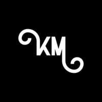 création de logo de lettre km sur fond noir. concept de logo de lettre initiales créatives km. conception de lettre km. km conception de lettre blanche sur fond noir. km, km logo vecteur