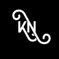 création de logo de lettre kn sur fond noir. concept de logo de lettre initiales créatives kn. conception de lettre kn. conception de lettre blanche kn sur fond noir. kn, kn logo vecteur