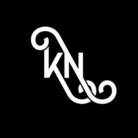 création de logo de lettre kn sur fond noir. concept de logo de lettre initiales créatives kn. conception de lettre kn. conception de lettre blanche kn sur fond noir. kn, kn logo vecteur