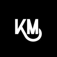 création de logo de lettre km sur fond noir. concept de logo de lettre initiales créatives km. conception de lettre km. km conception de lettre blanche sur fond noir. km, km logo vecteur