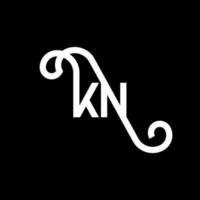 création de logo de lettre kn sur fond noir. concept de logo de lettre initiales créatives kn. conception de lettre kn. conception de lettre blanche kn sur fond noir. kn, kn logo vecteur