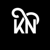 création de logo de lettre kn sur fond noir. concept de logo de lettre initiales créatives kn. conception de lettre kn. conception de lettre blanche kn sur fond noir. kn, kn logo vecteur