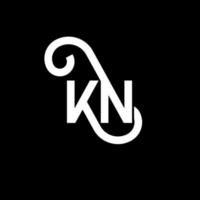 création de logo de lettre kn sur fond noir. concept de logo de lettre initiales créatives kn. conception de lettre kn. conception de lettre blanche kn sur fond noir. kn, kn logo vecteur