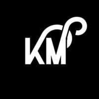 création de logo de lettre km sur fond noir. concept de logo de lettre initiales créatives km. conception de lettre km. km conception de lettre blanche sur fond noir. km, km logo vecteur