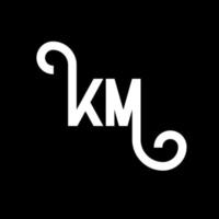 création de logo de lettre km sur fond noir. concept de logo de lettre initiales créatives km. conception de lettre km. km conception de lettre blanche sur fond noir. km, km logo vecteur