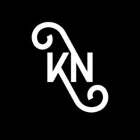 création de logo de lettre kn sur fond noir. concept de logo de lettre initiales créatives kn. conception de lettre kn. conception de lettre blanche kn sur fond noir. kn, kn logo vecteur