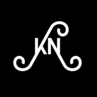 création de logo de lettre kn sur fond noir. concept de logo de lettre initiales créatives kn. conception de lettre kn. conception de lettre blanche kn sur fond noir. kn, kn logo vecteur