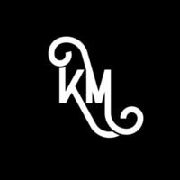 création de logo de lettre km sur fond noir. concept de logo de lettre initiales créatives km. conception de lettre km. km conception de lettre blanche sur fond noir. km, km logo vecteur