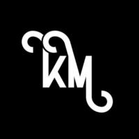 création de logo de lettre km sur fond noir. concept de logo de lettre initiales créatives km. conception de lettre km. km conception de lettre blanche sur fond noir. km, km logo vecteur