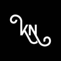 création de logo de lettre kn sur fond noir. concept de logo de lettre initiales créatives kn. conception de lettre kn. conception de lettre blanche kn sur fond noir. kn, kn logo vecteur