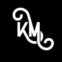 création de logo de lettre km sur fond noir. concept de logo de lettre initiales créatives km. conception de lettre km. km conception de lettre blanche sur fond noir. km, km logo vecteur