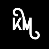 création de logo de lettre km sur fond noir. concept de logo de lettre initiales créatives km. conception de lettre km. km conception de lettre blanche sur fond noir. km, km logo vecteur