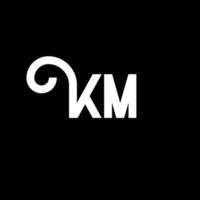 création de logo de lettre km sur fond noir. concept de logo de lettre initiales créatives km. conception de lettre km. km conception de lettre blanche sur fond noir. km, km logo vecteur