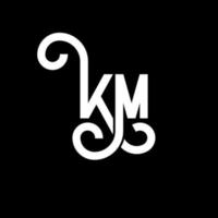 création de logo de lettre km sur fond noir. concept de logo de lettre initiales créatives km. conception de lettre km. km conception de lettre blanche sur fond noir. km, km logo vecteur