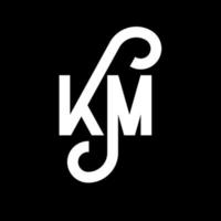 création de logo de lettre km sur fond noir. concept de logo de lettre initiales créatives km. conception de lettre km. km conception de lettre blanche sur fond noir. km, km logo vecteur