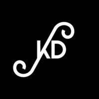 création de logo de lettre kd sur fond noir. concept de logo de lettre initiales créatives kd. conception de lettre kd. conception de lettre kd blanche sur fond noir. kd, logo kd vecteur