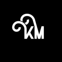 création de logo de lettre km sur fond noir. concept de logo de lettre initiales créatives km. conception de lettre km. km conception de lettre blanche sur fond noir. km, km logo vecteur