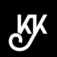 création de logo de lettre kk sur fond noir. kk concept de logo de lettre initiales créatives. conception de lettre kk. kk lettre blanche sur fond noir. kk, kk logo vecteur