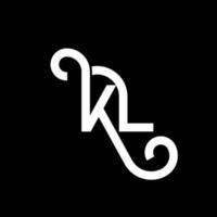 création de logo de lettre kl sur fond noir. kl concept de logo de lettre initiales créatives. conception de lettre kl. conception de lettre kl blanche sur fond noir. kl, logo kl vecteur