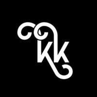 création de logo de lettre kk sur fond noir. kk concept de logo de lettre initiales créatives. conception de lettre kk. kk lettre blanche sur fond noir. kk, kk logo vecteur