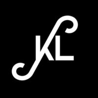 création de logo de lettre kl sur fond noir. kl concept de logo de lettre initiales créatives. conception de lettre kl. conception de lettre kl blanche sur fond noir. kl, logo kl vecteur