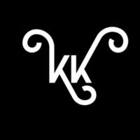 création de logo de lettre kk sur fond noir. kk concept de logo de lettre initiales créatives. conception de lettre kk. kk lettre blanche sur fond noir. kk, kk logo vecteur