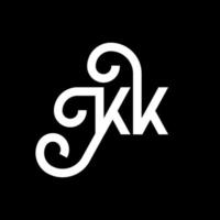 création de logo de lettre kk sur fond noir. kk concept de logo de lettre initiales créatives. conception de lettre kk. kk lettre blanche sur fond noir. kk, kk logo vecteur