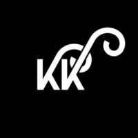 création de logo de lettre kk sur fond noir. kk concept de logo de lettre initiales créatives. conception de lettre kk. kk lettre blanche sur fond noir. kk, kk logo vecteur