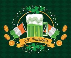 bières et drapeaux saint patrick vecteur