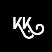 création de logo de lettre kk sur fond noir. kk concept de logo de lettre initiales créatives. conception de lettre kk. kk lettre blanche sur fond noir. kk, kk logo vecteur