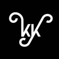 création de logo de lettre kk sur fond noir. kk concept de logo de lettre initiales créatives. conception de lettre kk. kk lettre blanche sur fond noir. kk, kk logo vecteur