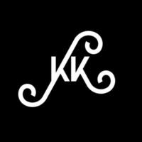 création de logo de lettre kk sur fond noir. kk concept de logo de lettre initiales créatives. conception de lettre kk. kk lettre blanche sur fond noir. kk, kk logo vecteur