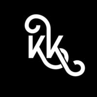 création de logo de lettre kk sur fond noir. kk concept de logo de lettre initiales créatives. conception de lettre kk. kk lettre blanche sur fond noir. kk, kk logo vecteur