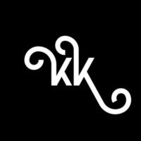 création de logo de lettre kk sur fond noir. kk concept de logo de lettre initiales créatives. conception de lettre kk. kk lettre blanche sur fond noir. kk, kk logo vecteur