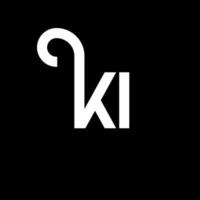 création de logo de lettre ki sur fond noir. concept de logo de lettre initiales créatives ki. conception de lettre ki. conception de lettre blanche ki sur fond noir. ki, ki logo vecteur