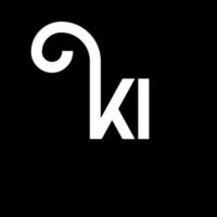 création de logo de lettre ki sur fond noir. concept de logo de lettre initiales créatives ki. conception de lettre ki. conception de lettre blanche ki sur fond noir. ki, ki logo vecteur