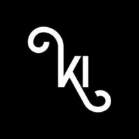 création de logo de lettre ki sur fond noir. concept de logo de lettre initiales créatives ki. conception de lettre ki. conception de lettre blanche ki sur fond noir. ki, ki logo vecteur