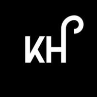 création de logo de lettre kh sur fond noir. concept de logo de lettre initiales créatives kh. conception de lettre kh. conception de lettre blanche kh sur fond noir. logo kh, kh vecteur