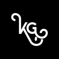 création de logo de lettre kg sur fond noir. kg concept de logo de lettre initiales créatives. conception de lettre kg. conception de lettre blanche kg sur fond noir. kg, logo kg vecteur