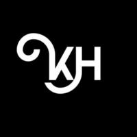 création de logo de lettre kh sur fond noir. concept de logo de lettre initiales créatives kh. conception de lettre kh. conception de lettre blanche kh sur fond noir. logo kh, kh vecteur