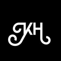 création de logo de lettre kh sur fond noir. concept de logo de lettre initiales créatives kh. conception de lettre kh. conception de lettre blanche kh sur fond noir. logo kh, kh vecteur