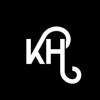 création de logo de lettre kh sur fond noir. concept de logo de lettre initiales créatives kh. conception de lettre kh. conception de lettre blanche kh sur fond noir. logo kh, kh vecteur