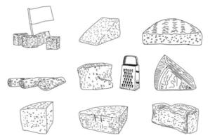 fromage illustrations vectorielles dessinées à la main. vecteur