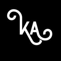 création de logo de lettre ka sur fond noir. ka concept de logo de lettre initiales créatives. conception de lettre ka. ka conception de lettre blanche sur fond noir. ka, ka logo vecteur