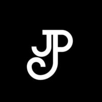 création de logo de lettre jp sur fond noir. concept de logo de lettre initiales créatives jp. conception de lettre jp. jp conception de lettre blanche sur fond noir. jp, jp logo vecteur