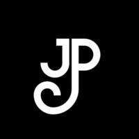 création de logo de lettre jp sur fond noir. concept de logo de lettre initiales créatives jp. conception de lettre jp. jp conception de lettre blanche sur fond noir. jp, jp logo vecteur