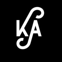 création de logo de lettre ka sur fond noir. ka concept de logo de lettre initiales créatives. conception de lettre ka. ka conception de lettre blanche sur fond noir. ka, ka logo vecteur