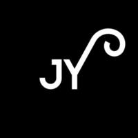 création de logo de lettre jy sur fond noir. concept de logo de lettre initiales créatives jy. conception de lettre jy. jy conception de lettre blanche sur fond noir. jy, jy logo vecteur